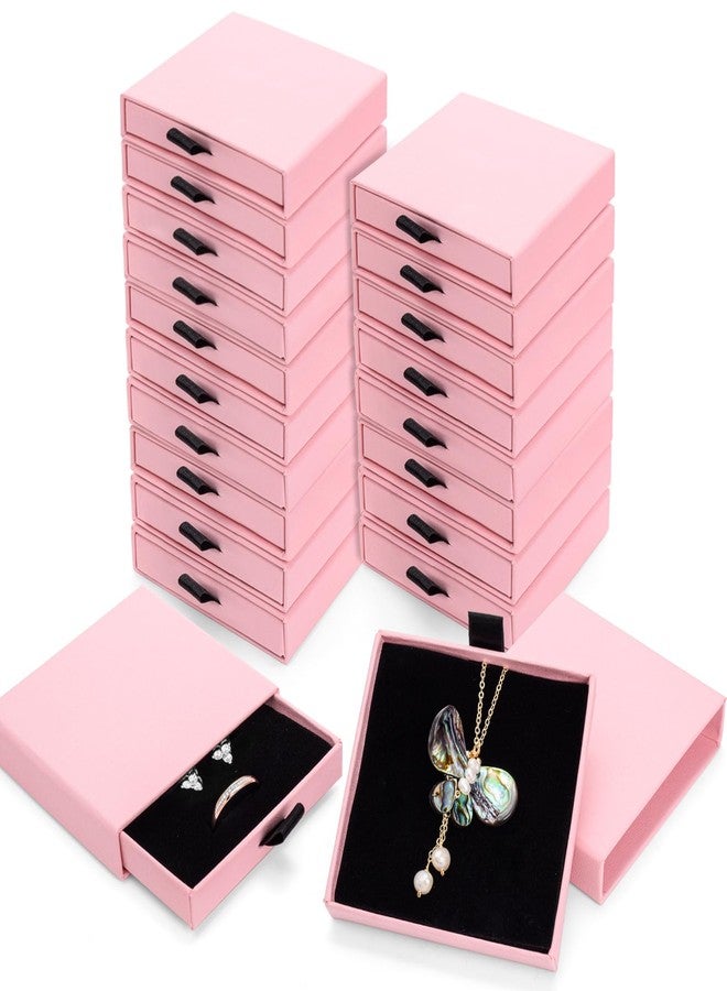 WRINGKIT 20 Pack Pink Jewelry Gift Boxes, Cardboard Jewelry Packaging Boxes with Lid and Black Sponge Lining, Small Empty Bracelet Gift Box Bulk for Earrings, Necklaces, Christmas, Valentine's Day - Image 1
